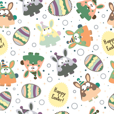 Seamless pattern with Easter eggs and bunniesのイラスト素材