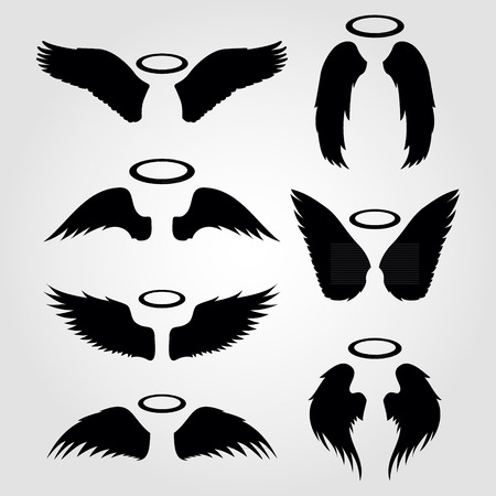 wings vector icon set  on a light backgroundのイラスト素材