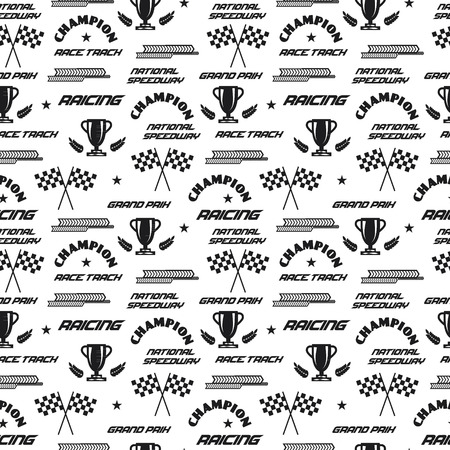 Seamless vector background with abstract symbols of racing.のイラスト素材