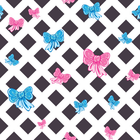 Seamless vector abstract striped pattern with bowsのイラスト素材
