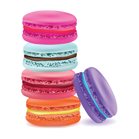 Tasty colorful macaroon Vector food illustration.のイラスト素材