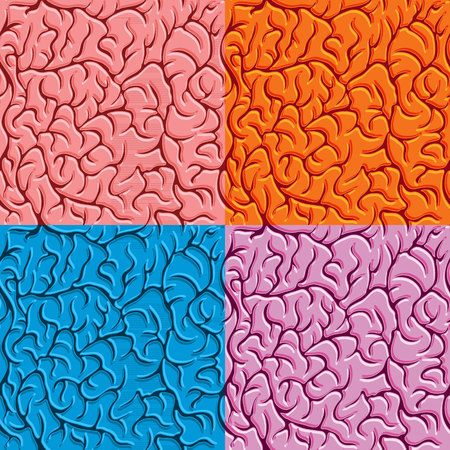 Set of Seamless pattern with brains Vectorのイラスト素材