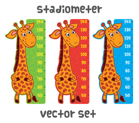 Cute giraffe meter wall from 50 to 140 centimeterのイラスト素材