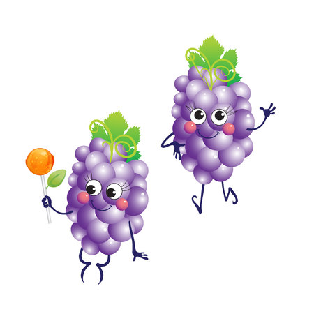 Grapes, vector character on a white background.のイラスト素材