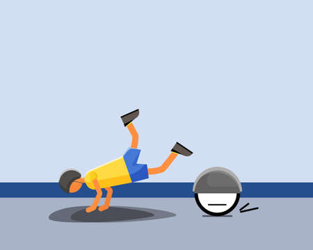 Young man falling down from the monowheel.のイラスト素材