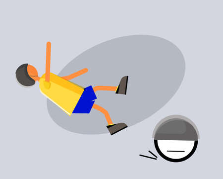 Young man falling down from the monowheel.のイラスト素材