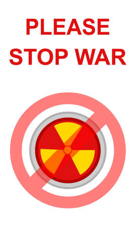 Graphic illustration of nuclear symbol icon over white background. Please stop war.のイラスト素材