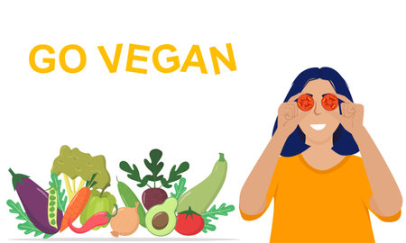 Go vegan and follow vegetarian lifestyle to be healthy. Vegetarian concept.