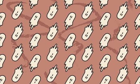 Seamless pattern with ghosts. Wallpaper with simple spooky characters or scary ghostly monsters....