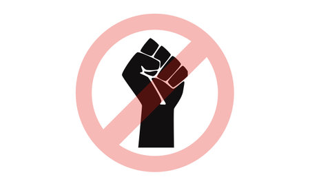 Violation of human rights. Stop symbol. Human rights violation concept. Abuse and bullying concept.のイラスト素材