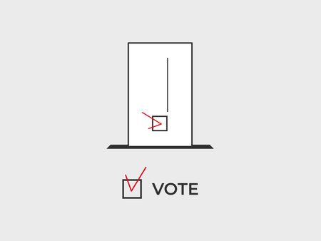 Time to vote. Voting concept vector. Putting ballot in the ballot box. General and presidential election. Agitation.のイラスト素材