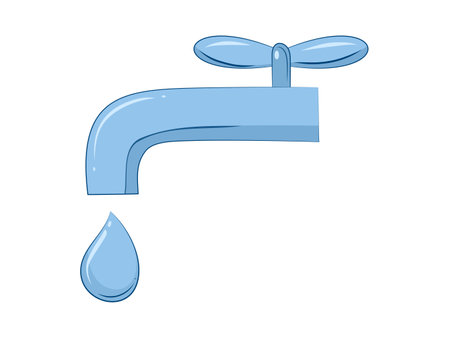 Dripping tap with drop icon for web, mobile and infographics. The water tap symbol isolated on white background.のイラスト素材