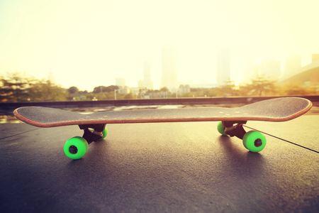 skateboard on city vintage effectの写真素材