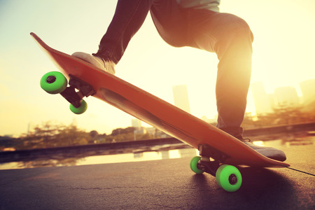 skateboarding on city vintage effectの写真素材