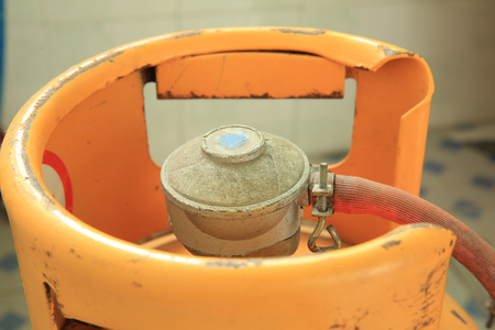 Yellow gas cylinderの写真素材