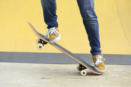 skateboarding at skateparkの写真素材