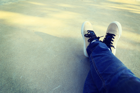 closeup of relax legs outdoorの写真素材