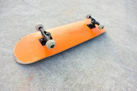 empty skateboard at skate parkの写真素材