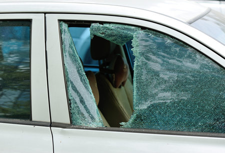 car window smashed by a thief