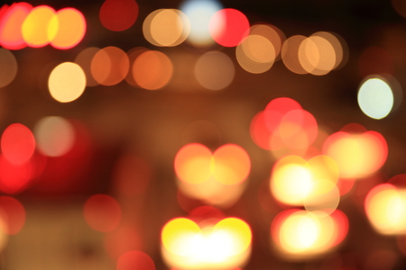 defocused traffic car light at nightの写真素材