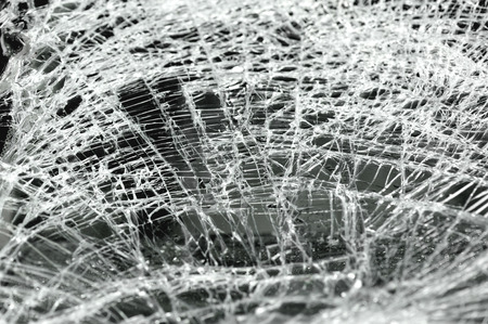 broken windshield in car accidentの写真素材