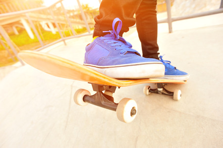 skateboarding at skateparkの写真素材