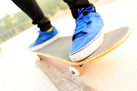 skateboarding at skateparkの写真素材