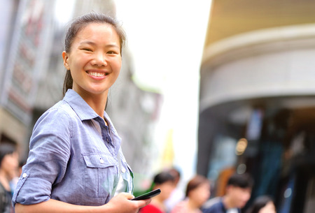 Closeup of a woman smilingの写真素材