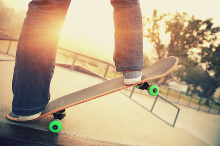 skateboarding  legs at skateparkの写真素材