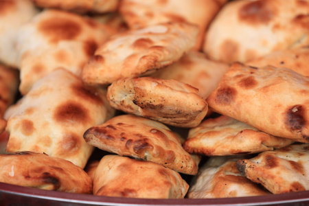 traditional food roasted stuffed bun  in xinjiang, chinaの写真素材