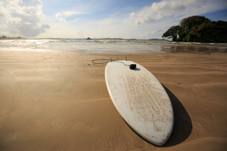 Surfboard at beachの写真素材