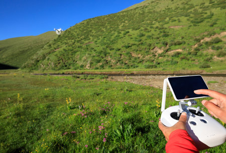 flying drone outdoors