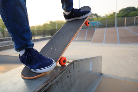 skateboarder skateboarding on skatepark rampの写真素材