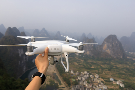 hand hold the of drone outdoorの写真素材