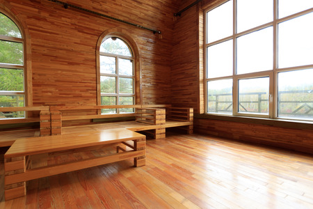 closeup of wooden house interiorのeditorial素材