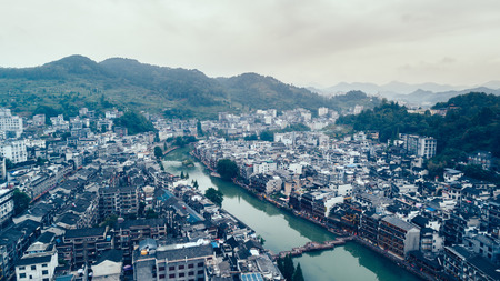 Old houses in Fenghuang ancient city in Hunan Province, Chinaの写真素材