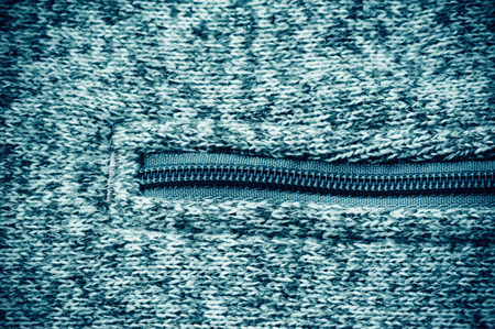 zip line on knitted sweaterの写真素材