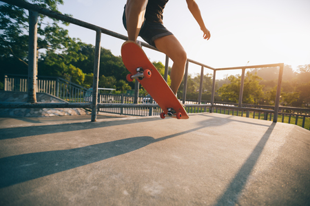 skateboarder skateboarding on skatepark rampの写真素材