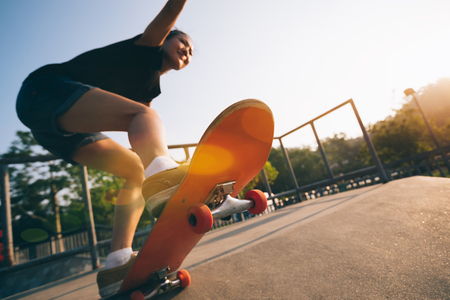 skateboarder skateboarding on skatepark rampの写真素材