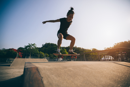 skateboarder skateboarding on skatepark rampの写真素材