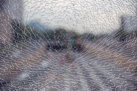closeup of boken glass texture