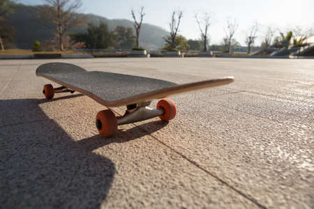 Skateboard outdoors on sunny morningの写真素材