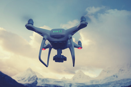 Flying drone taking picture of glacier lagoon in Tibet,China
