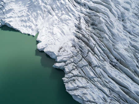 Aerial view of fossil glacier in Tibet,Chinaの写真素材