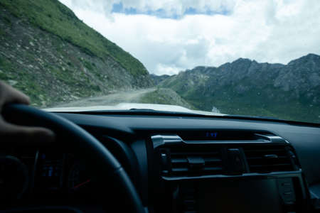 Driving off road car in the natureの写真素材