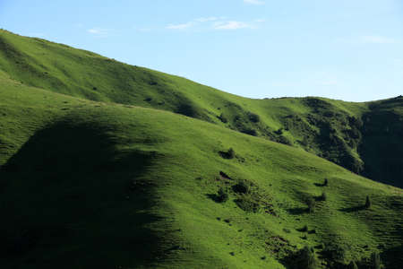 High altitude grassland mountain landscapeの写真素材