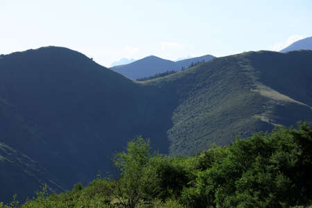 High altitude grassland mountain landscapeの写真素材