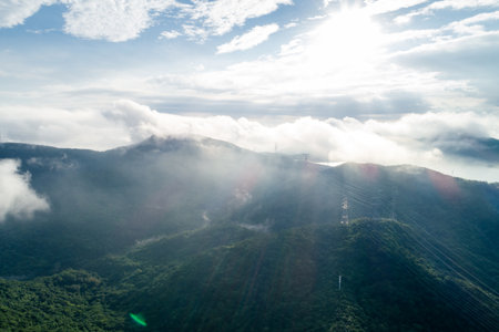 Aerial view of  mountain landscape in Shenzhen city,Chinaの写真素材