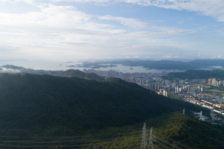 Aerial view of  mountain landscape in Shenzhen city,Chinaの写真素材