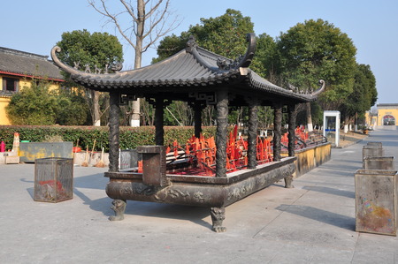 incense at templeの写真素材